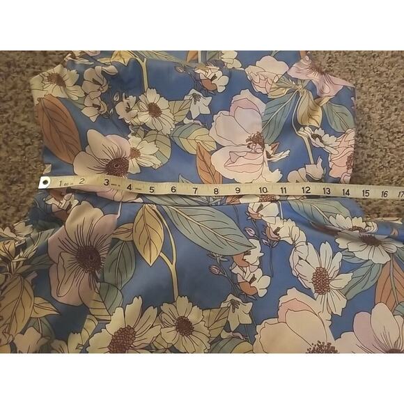 New Eva Rose Blue Pastel Floral V Neck Swing Dress Pockets Size Medium Retro - Picture 10 of 12